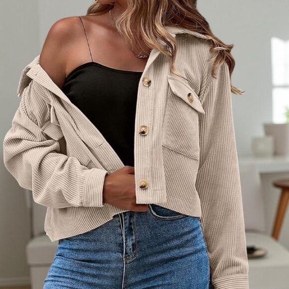 Anthro Avec Les Filles | Women's Cropped Utility Corduroy Shacket | Size XL - Picture 1 of 13